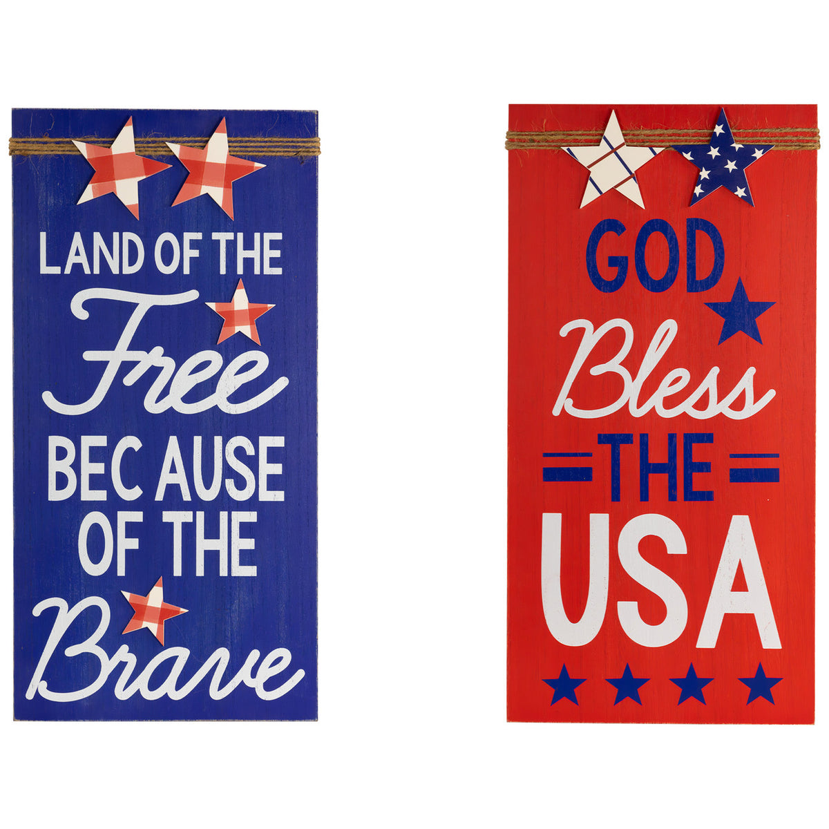 Patriotic Wooden Plaque Set Land of the Free