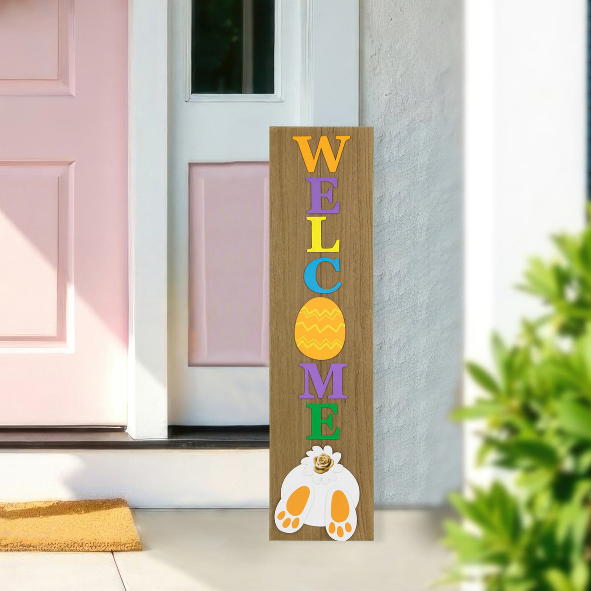 Welcome Easter Egg Porch Sign Wooden Holiday Decor