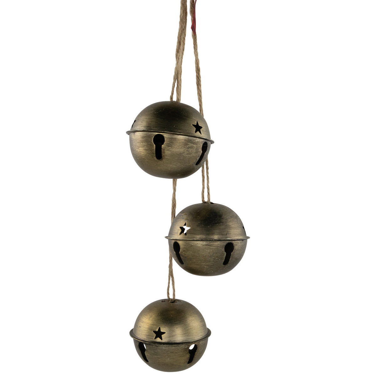 Classic Holiday Decor 20&quot; Gold Jingle Bells with Plaid Bow Hanging Ornament
