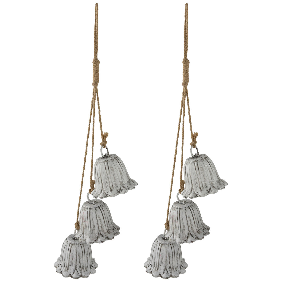 Set of 2 Fluted Bell Trio Christmas Decorations – 20 Inch Hanging Holiday Decor