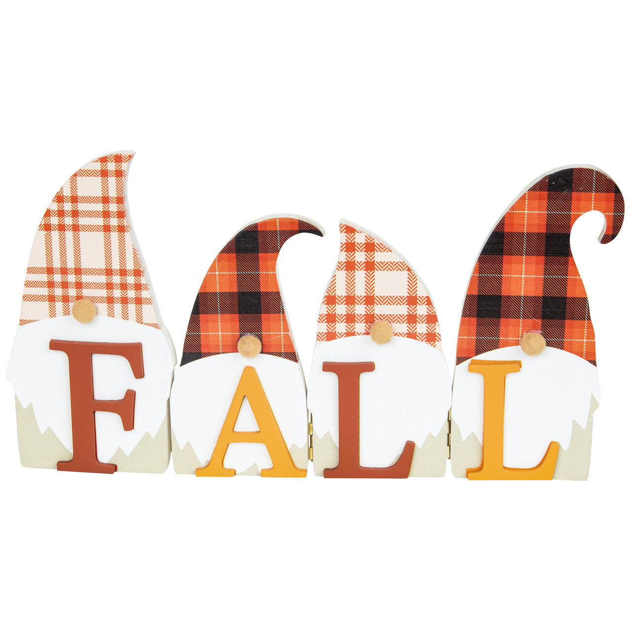 Plaid Gnomes Happy Fall Autumn Harvest Sign Rustic Wooden Plaque (10")