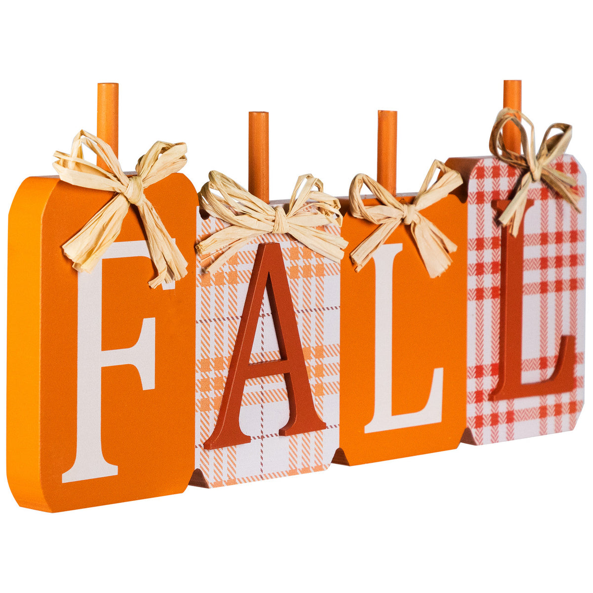 Fall Harvest Plaid Pumpkins Wood Sign 11 Inch Autumn Farmhouse Wall Decor