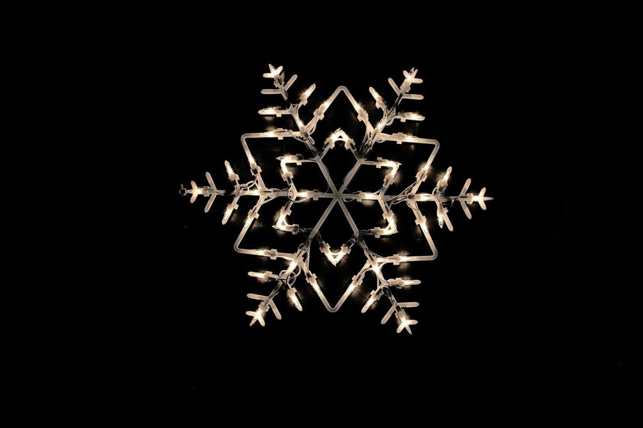 16" White Lighted Snowflake Christmas Window Silhouette