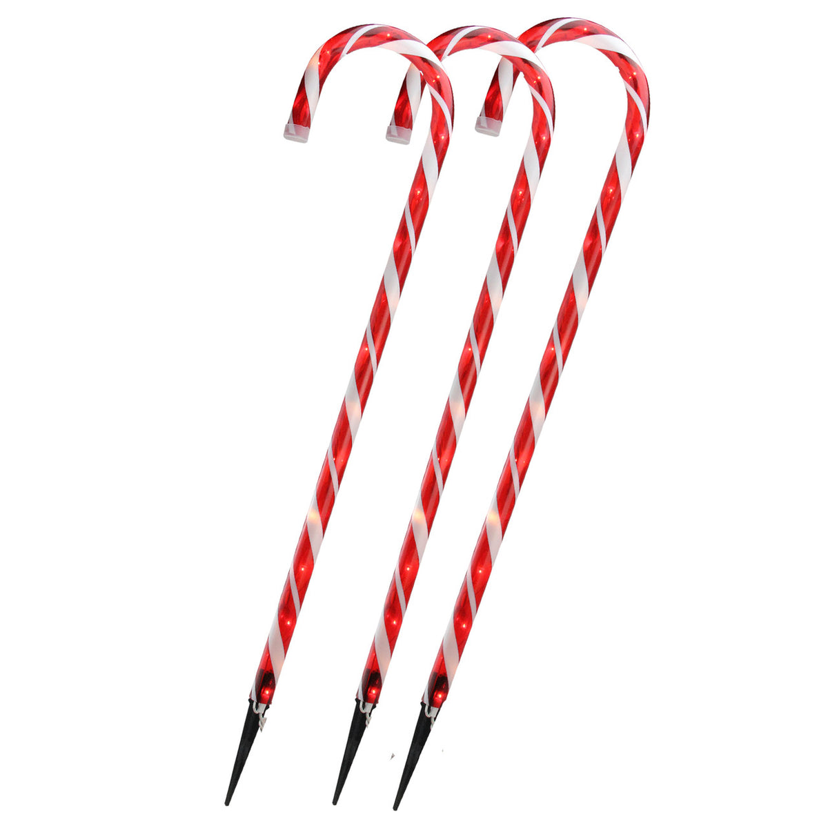 Outdoor Christmas Decorations 28&quot; Set of 3 Lighted Candy Cane