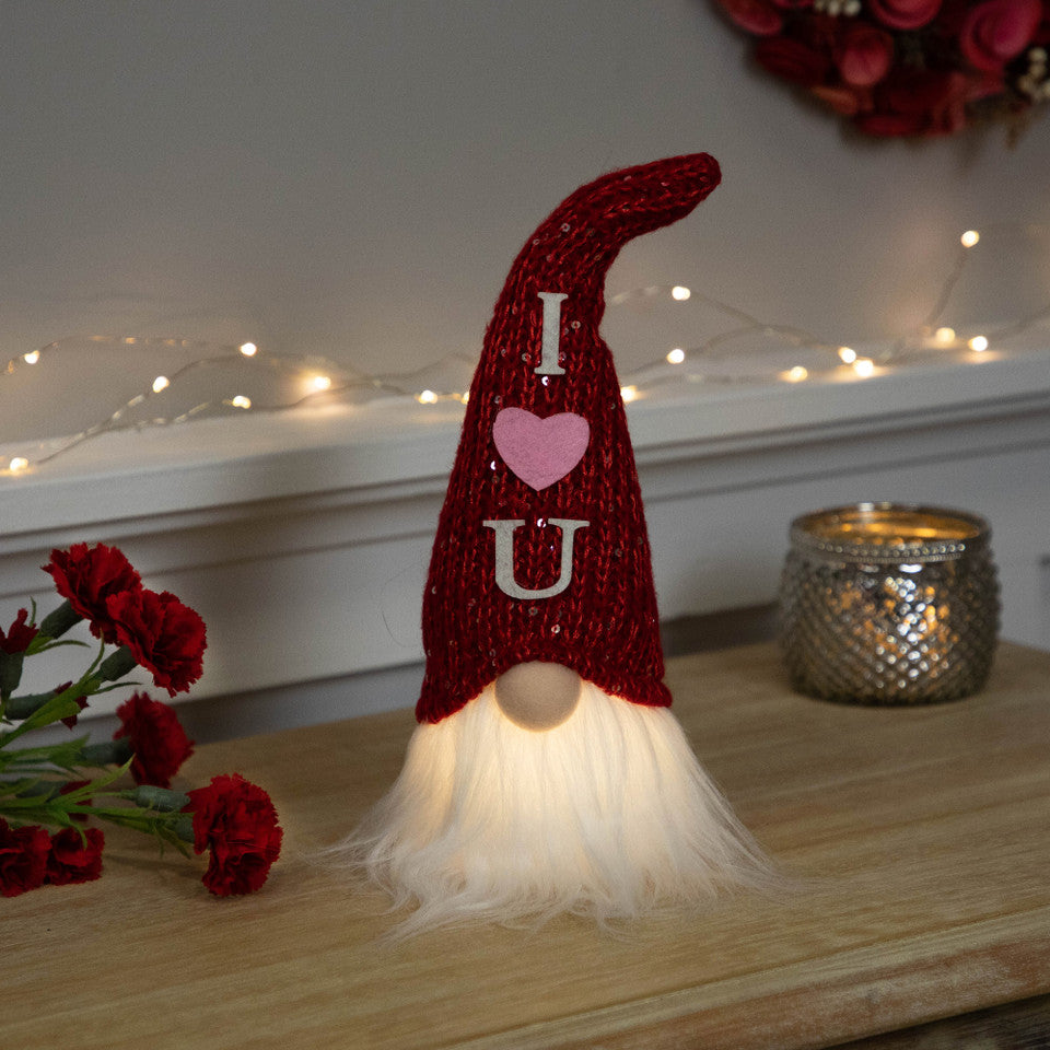 LED Lighted Valentine's Day Gnome 11.5"