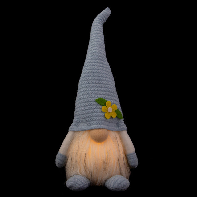 Lighted Spring Gnome with Flower Hat 12.25&quot;
