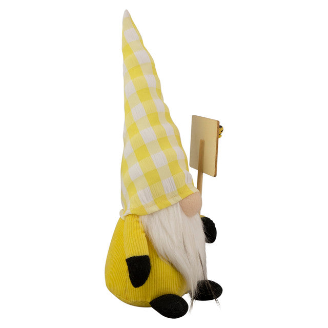 Seasonal Spring Gnome with Yellow Hat and Chalkboard
