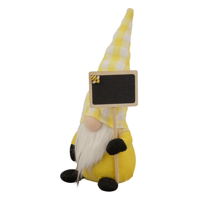 Seasonal Spring Gnome with Yellow Hat and Chalkboard