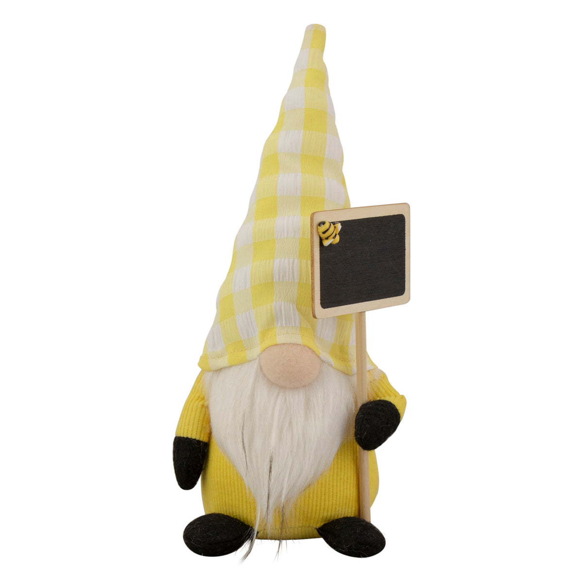 Seasonal Spring Gnome with Yellow Hat and Chalkboard