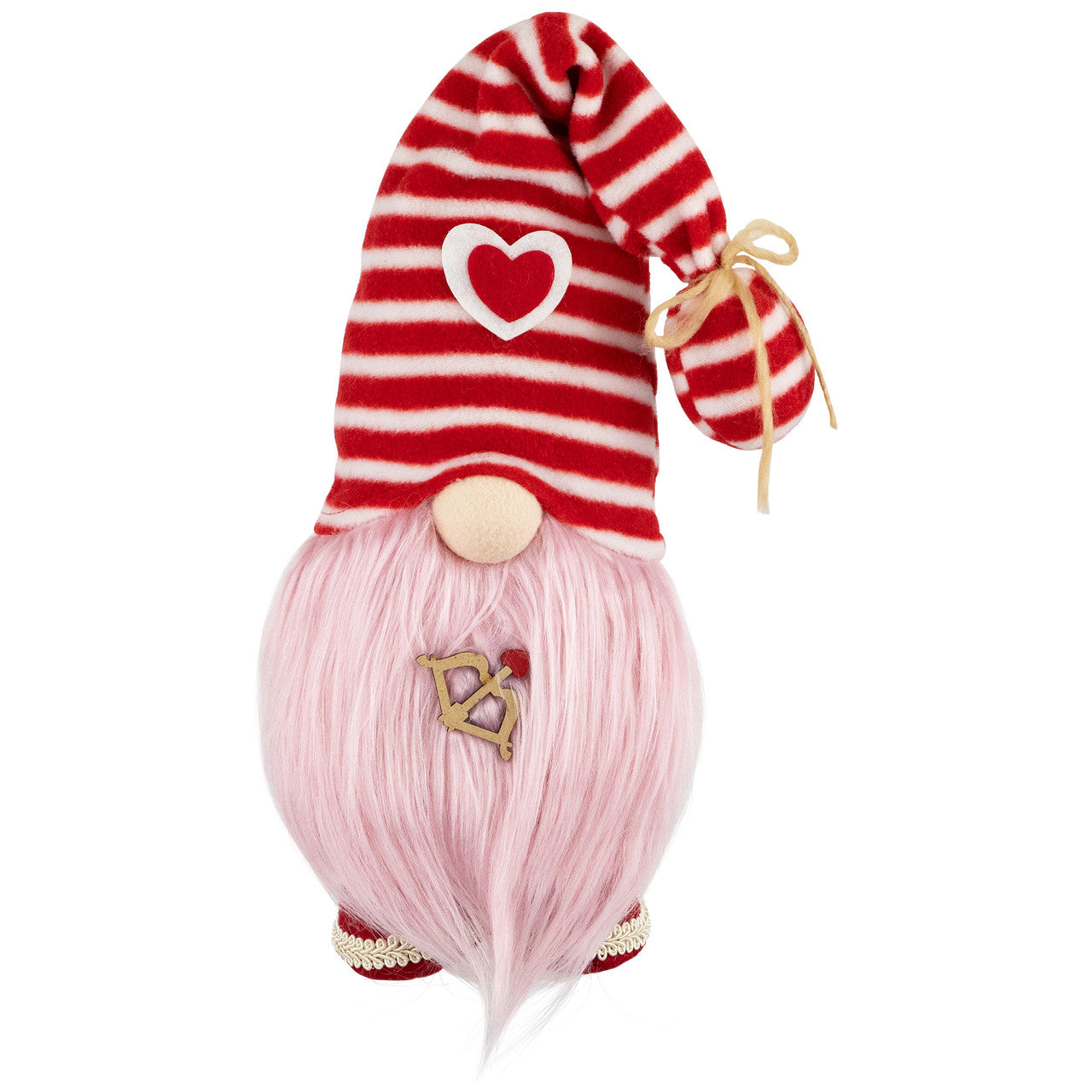 Plush Pink Valentine's Day Cupid Gnome – 19-Inch Handmade Holiday Gonk with Bow and Arrow