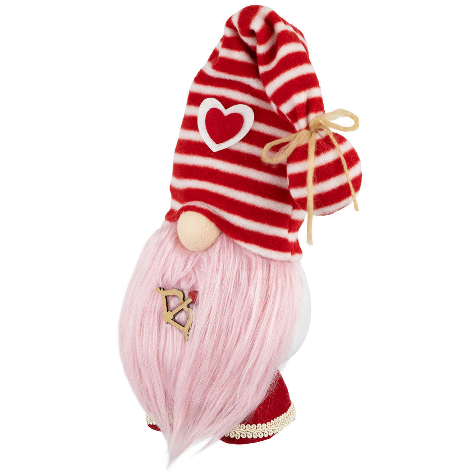 Plush Pink Valentine's Day Cupid Gnome – 19-Inch Handmade Holiday Gonk with Bow and Arrow