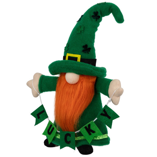 Lucky Gnome St. Patrick&#39;s Day Figurine 16&quot; Green