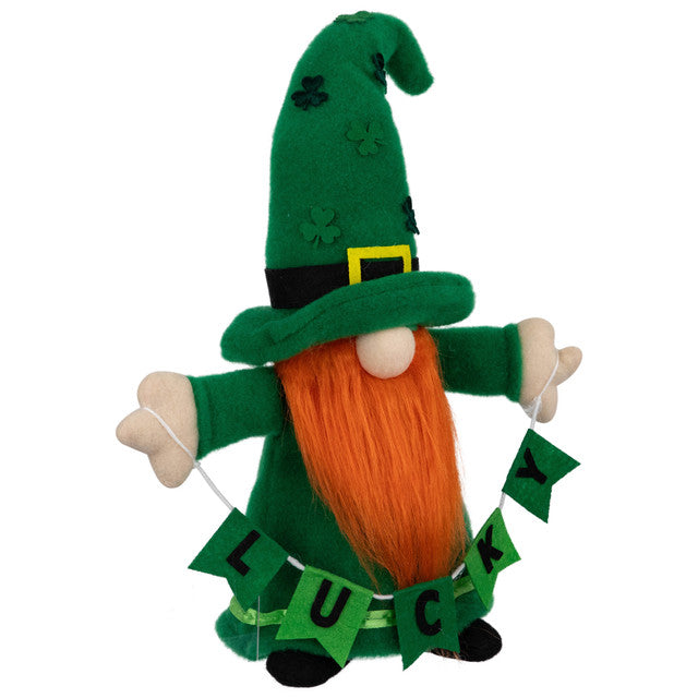 Lucky Gnome St. Patrick&#39;s Day Figurine 16&quot; Green