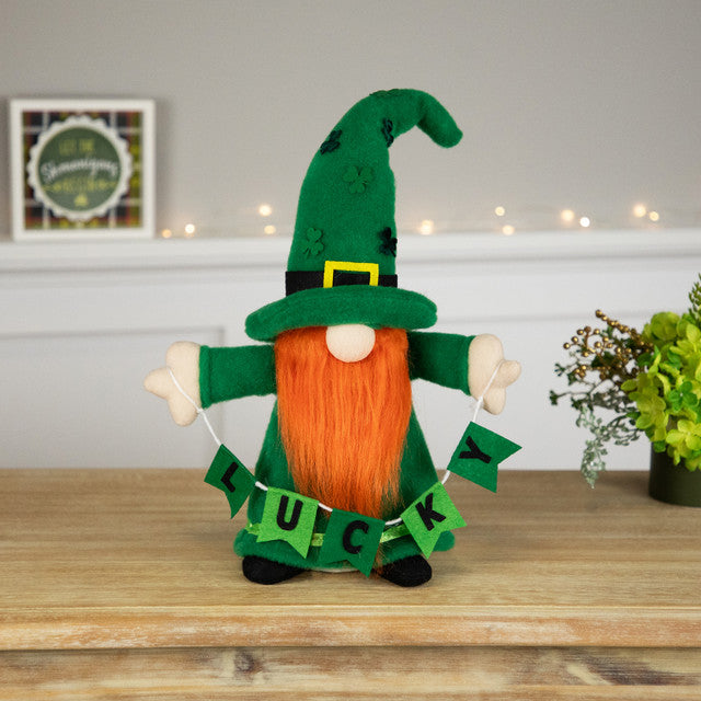 Lucky Gnome St. Patrick&#39;s Day Figurine 16&quot; Green