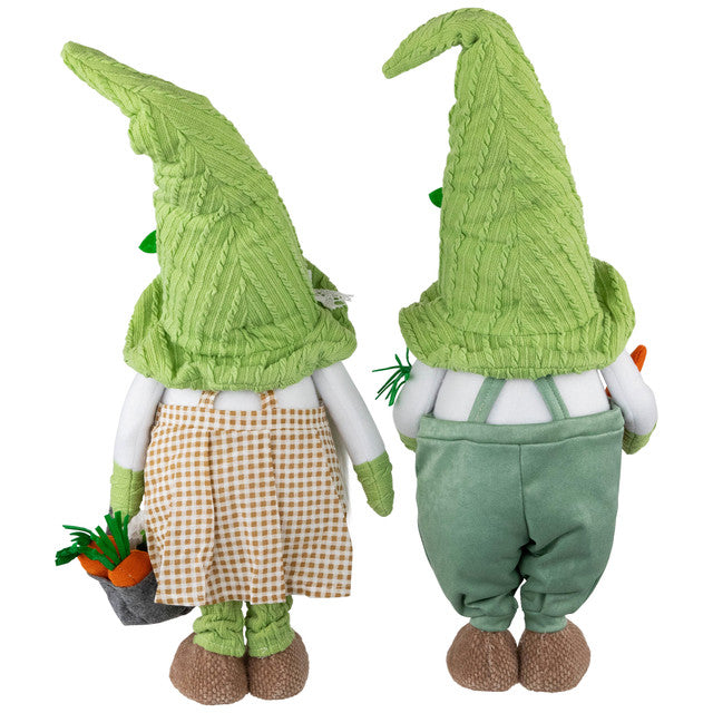 Gardening Gnomes Easter Figurines 15&quot; Green White, Set of 2