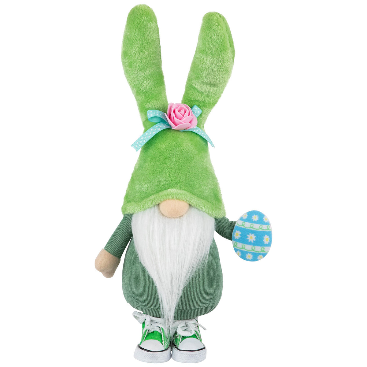 Gnome with Bunny Ears Easter Figure 15&quot; Green White