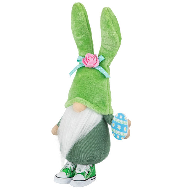 Gnome with Bunny Ears Easter Figure 15&quot; Green White