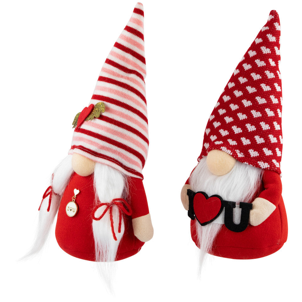 Plush &quot;I Heart U&quot; Valentine&#39;s Day Gnomes 12&quot; Set of 2