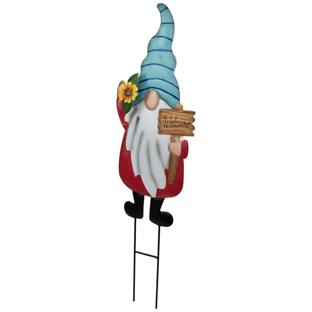 Outdoor Welcome Gnome 22&quot; Outdoor Garden Stake (Red)