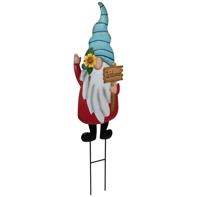 Outdoor Welcome Gnome 22&quot; Outdoor Garden Stake (Red)
