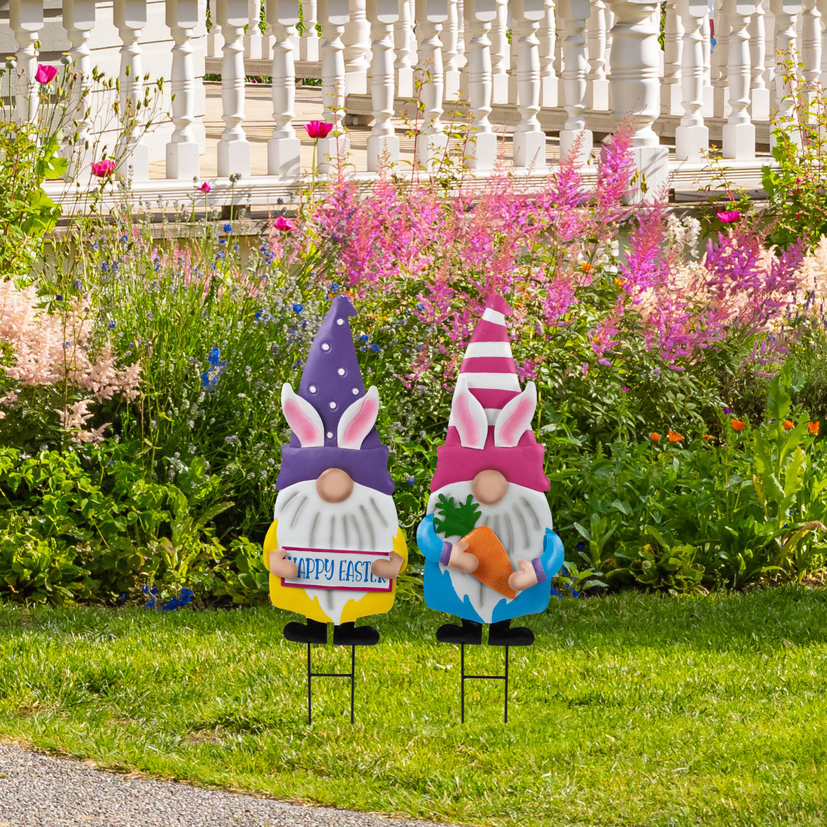 Easter Gnomes Garden Stakes 2 Pack Outdoor Decorations