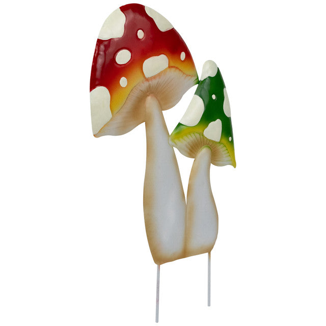 Outdoor Mushroom Decor 16" Double Mushrooms Outdoor Garden Stake