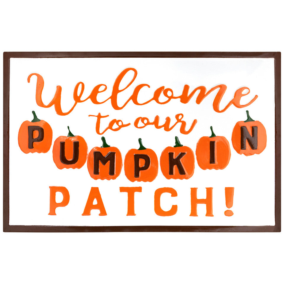 Welcome to our Pumpkin Patch Embossed Metal Wall Sign Fall Harvest Decor
