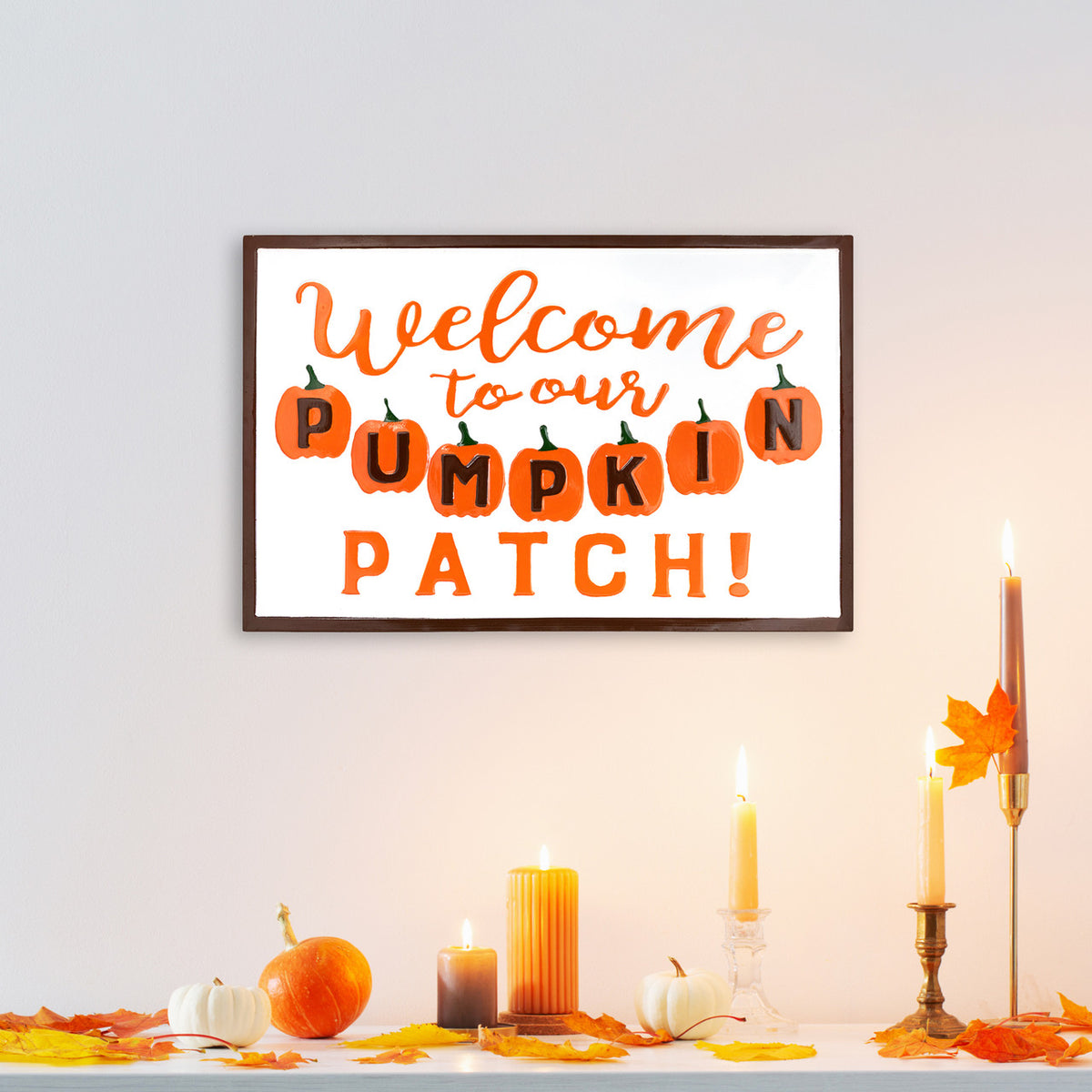 Welcome to our Pumpkin Patch Embossed Metal Wall Sign Fall Harvest Decor