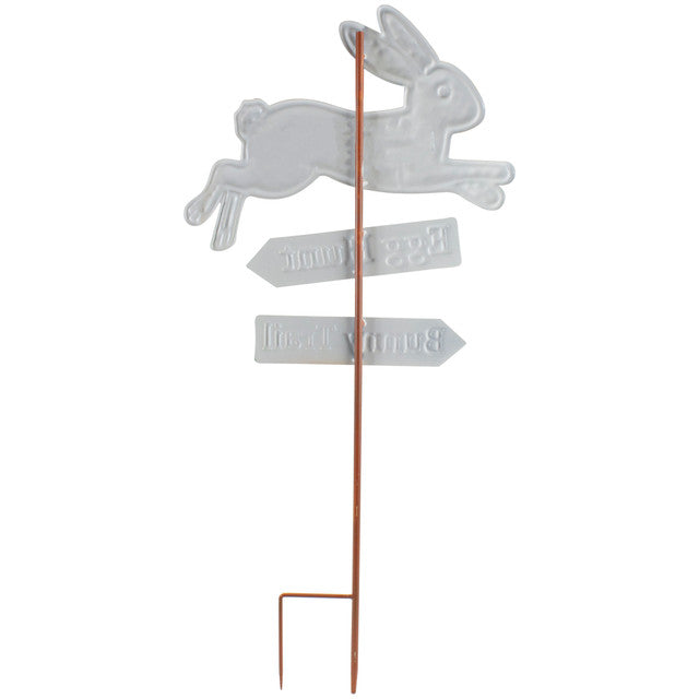 Outdoor Metal Spring Yard Stake 25.5" Easter Egg Bunny Trail