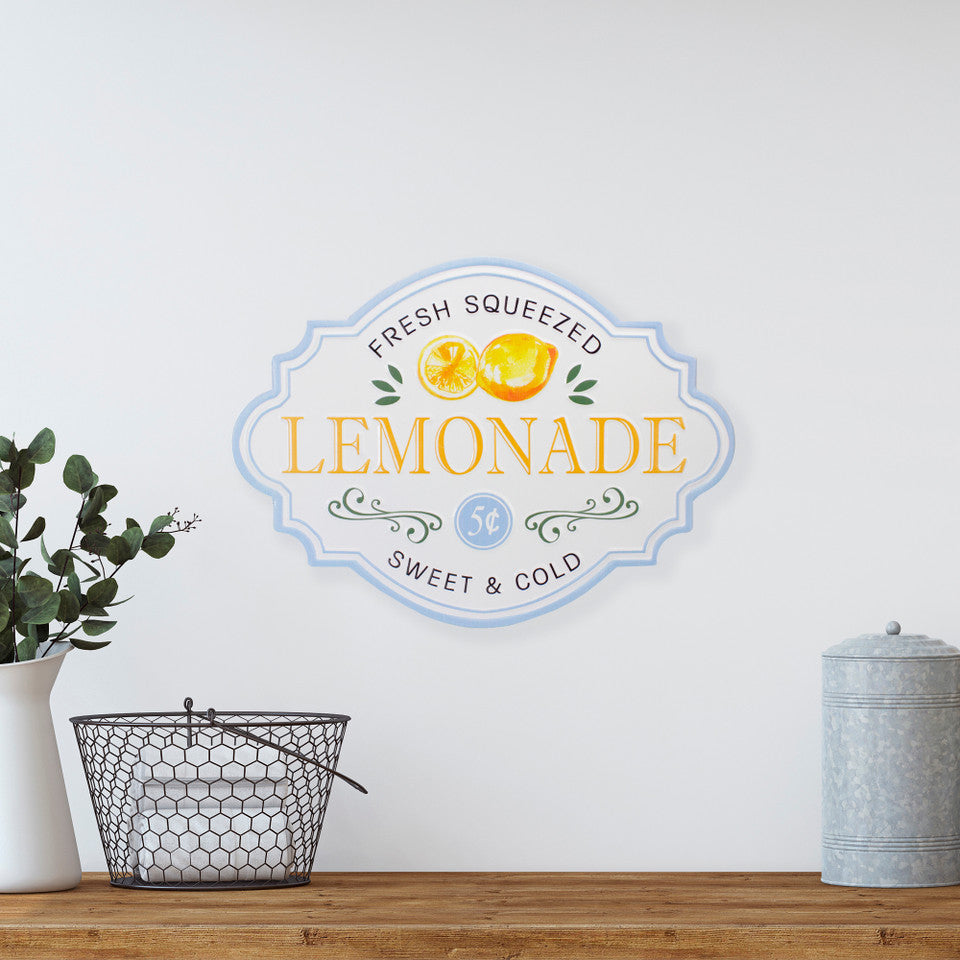 Metal Fresh Squeezed Lemonade Sign 15.25&quot; for Wall Decor