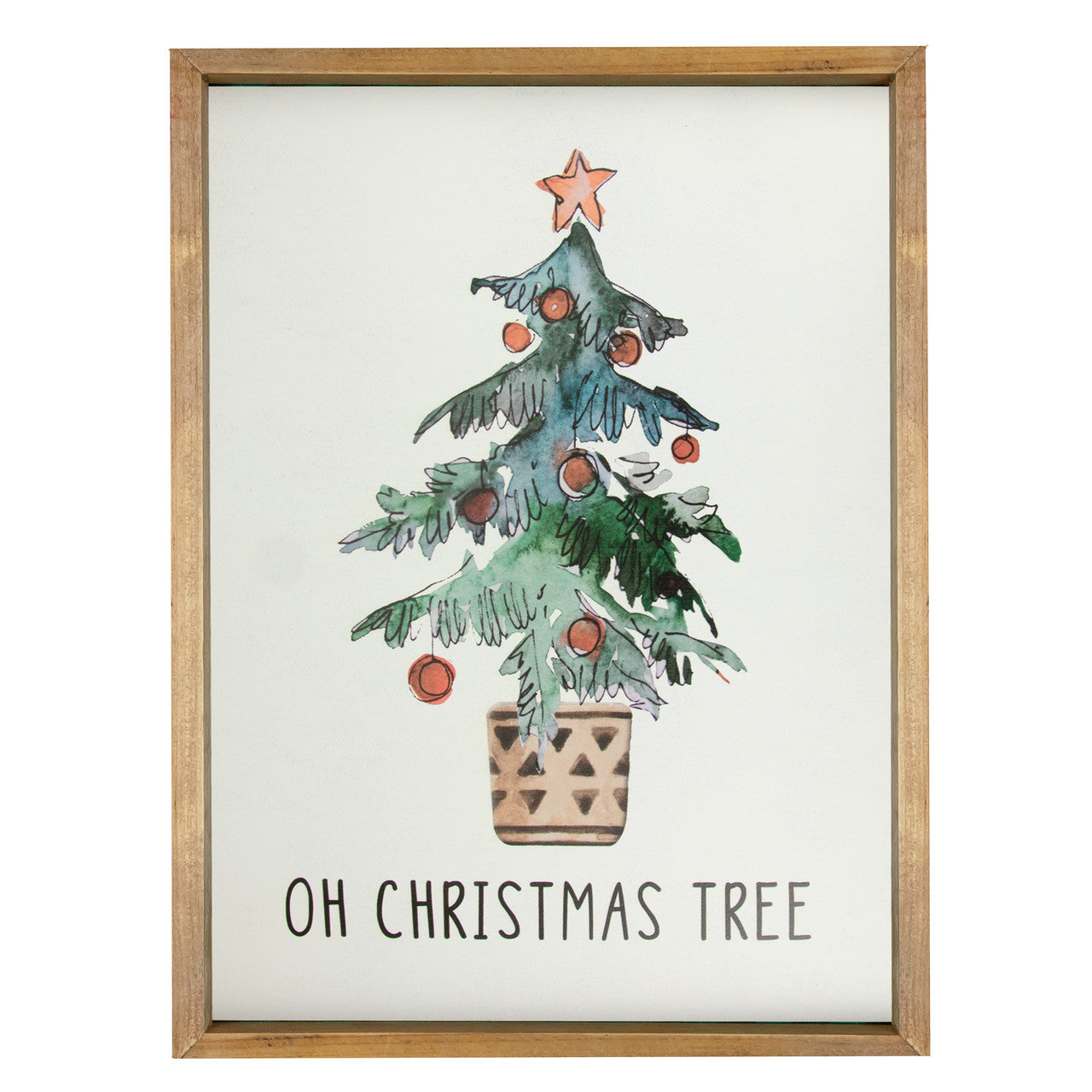 Oh Christmas Tree Wooden Framed 20" Wall Art Decoration