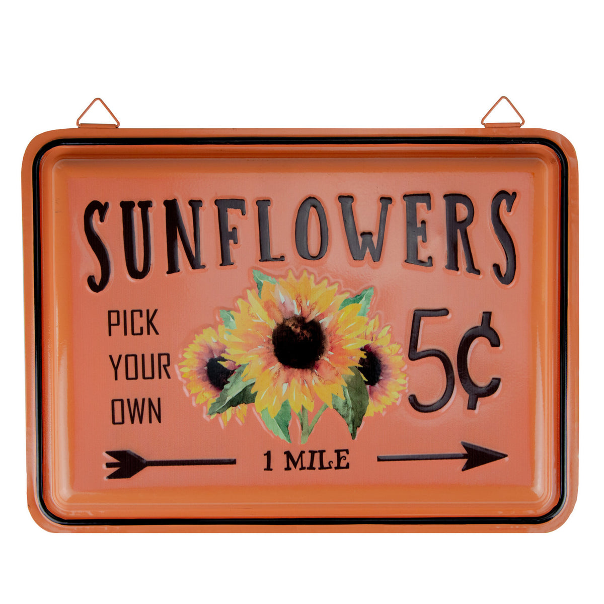 Rustic Fall Wall Art 15&quot; Burnt Orange Sunflowers Metal Plaque Decoration