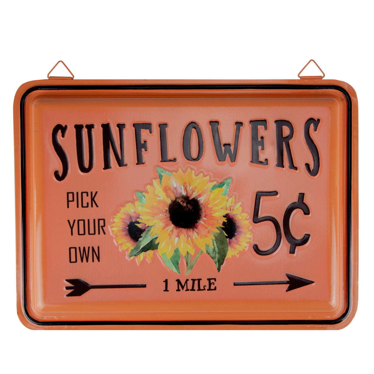 Metal Sunflowers Wall Plaque Burnt Orange 15" Autumn Harvest Home Decor