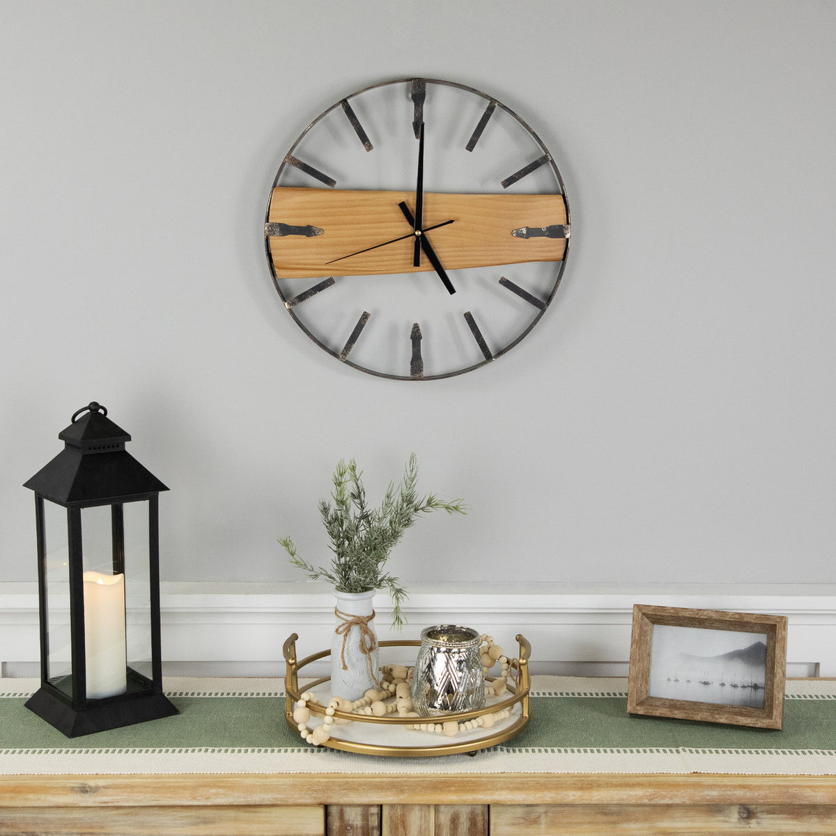 Farmhouse Style Metal Frame Wall Clock 15.75&quot;