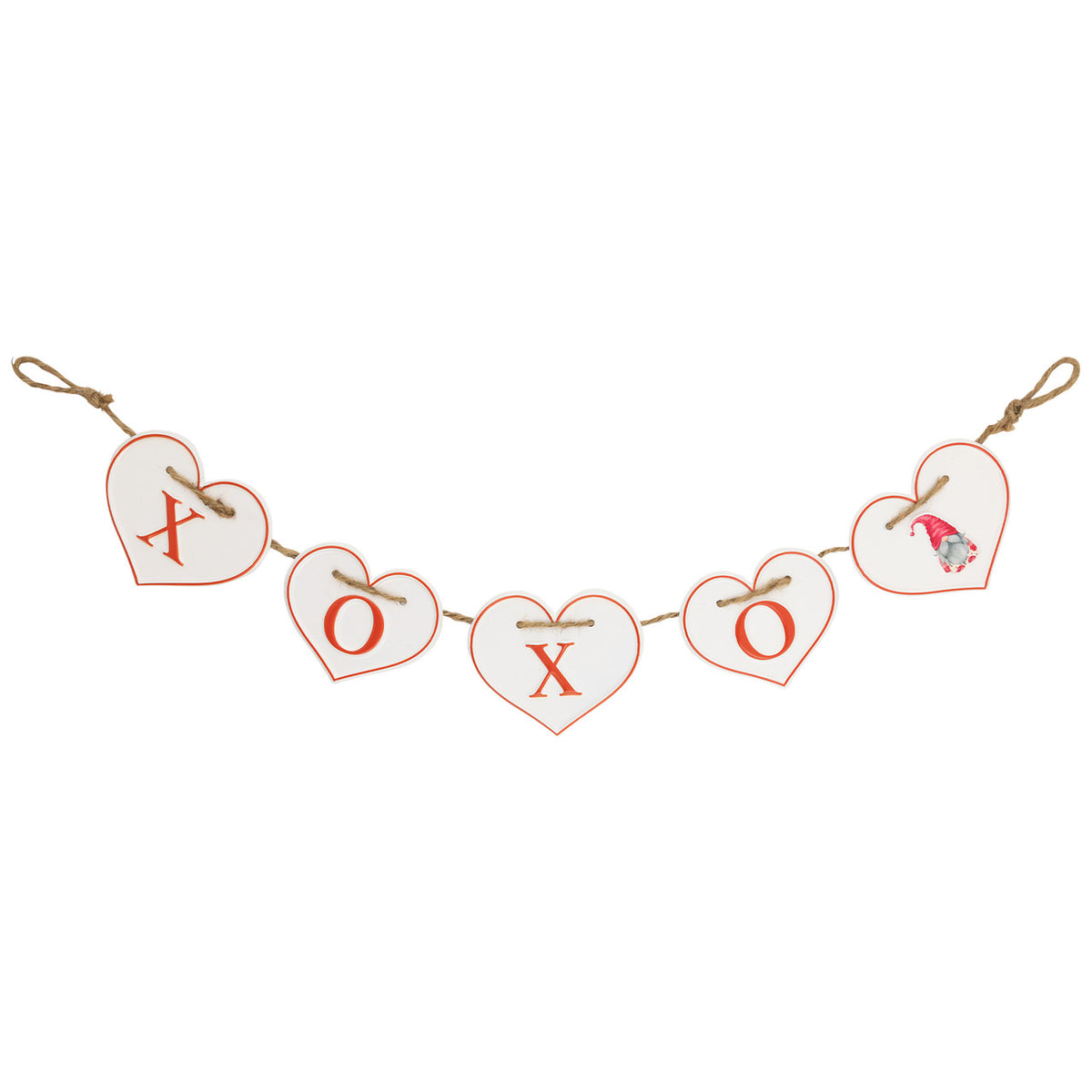 XOXO Hearts Metal Banner 32&quot; for Valentine&#39;s Day Decor (White and Red)