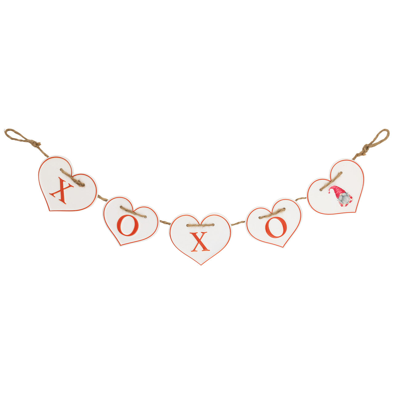 XOXO Hearts Metal Banner 32" for Valentine's Day Decor (White and Red)