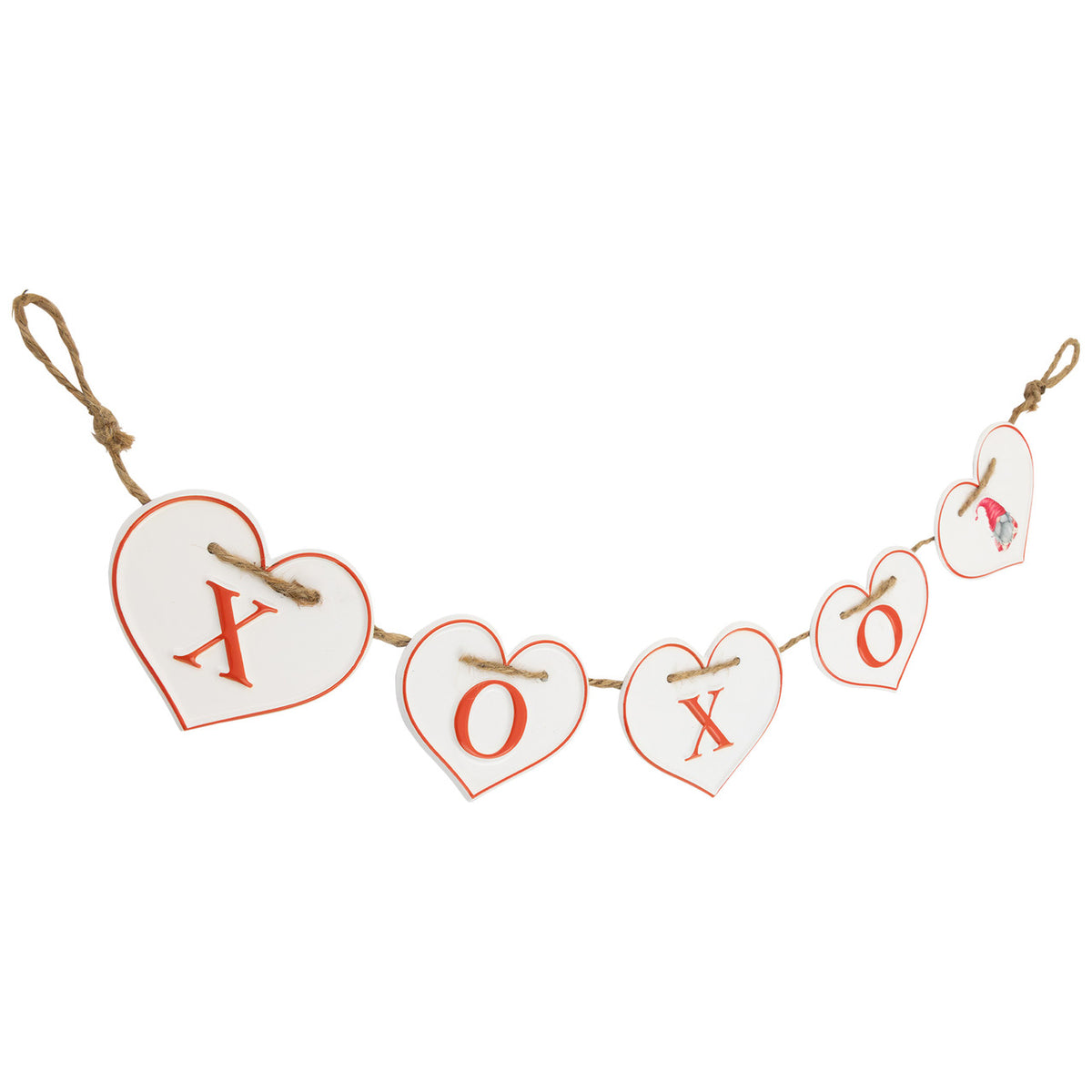 XOXO Hearts Metal Banner 32&quot; for Valentine&#39;s Day Decor (White and Red)