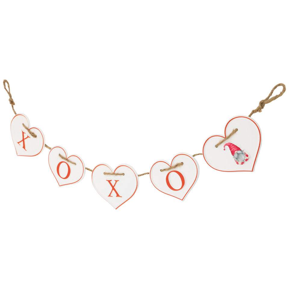 XOXO Hearts Metal Banner 32&quot; for Valentine&#39;s Day Decor (White and Red)