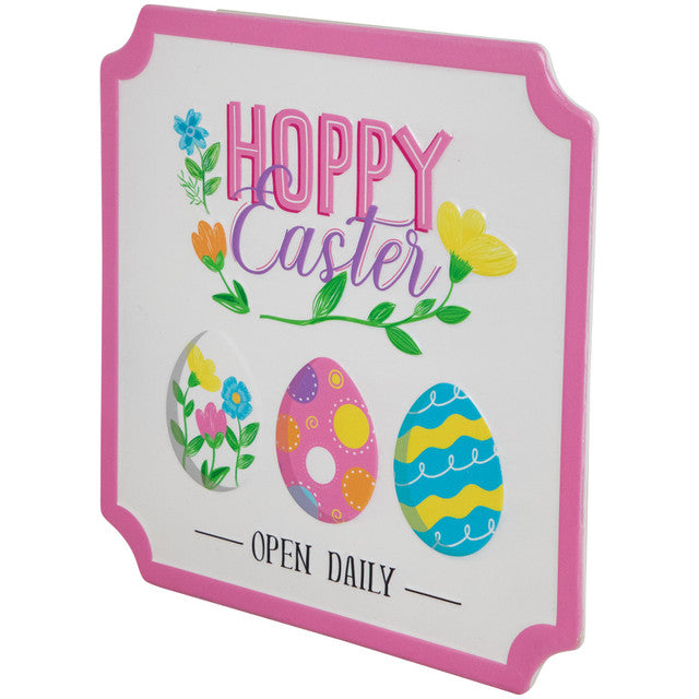 Hoppy Easter Metal Sign Open Daily Decorative Wall Art