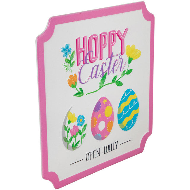 Hoppy Easter Metal Sign Open Daily Decorative Wall Art