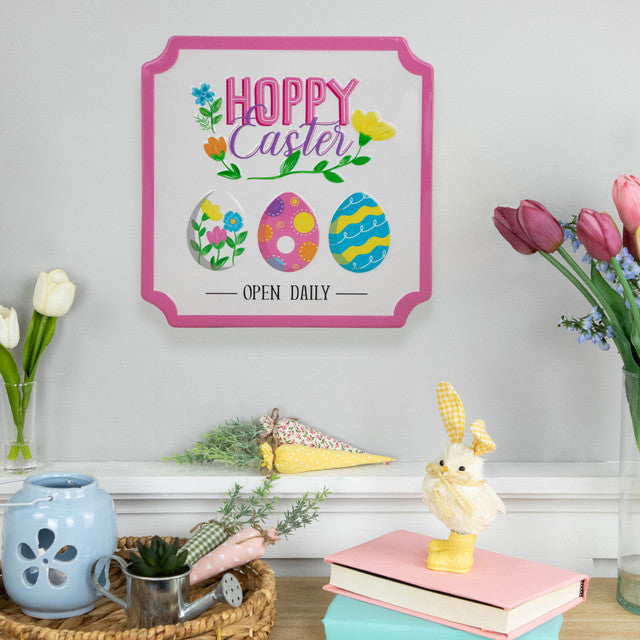 Hoppy Easter Metal Sign Open Daily Decorative Wall Art