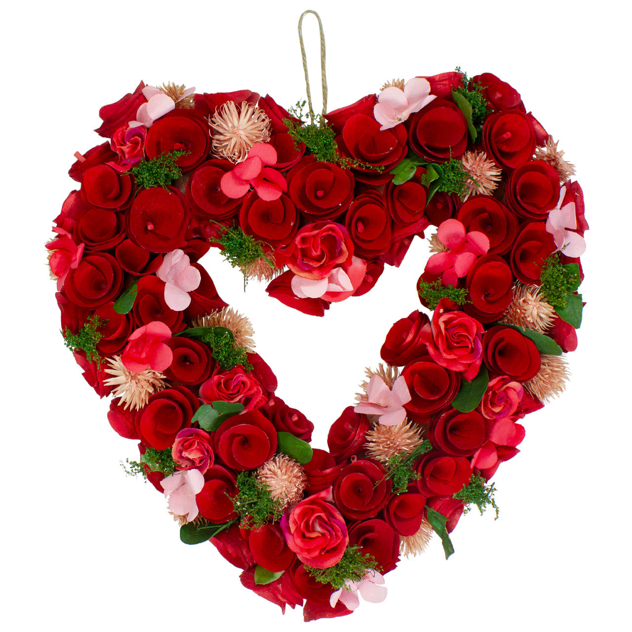 Artificial Floral Heart Shaped Wreath 10 Inch, Red