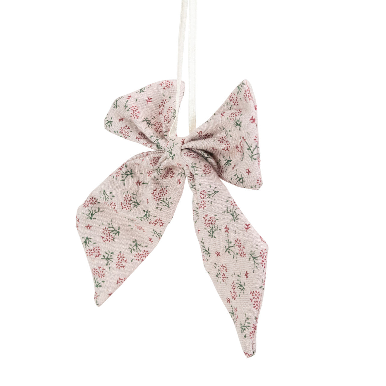 Pink Floral Single Loop Christmas Bow – 5.5" Small Holiday Decoration and Tree Accent
