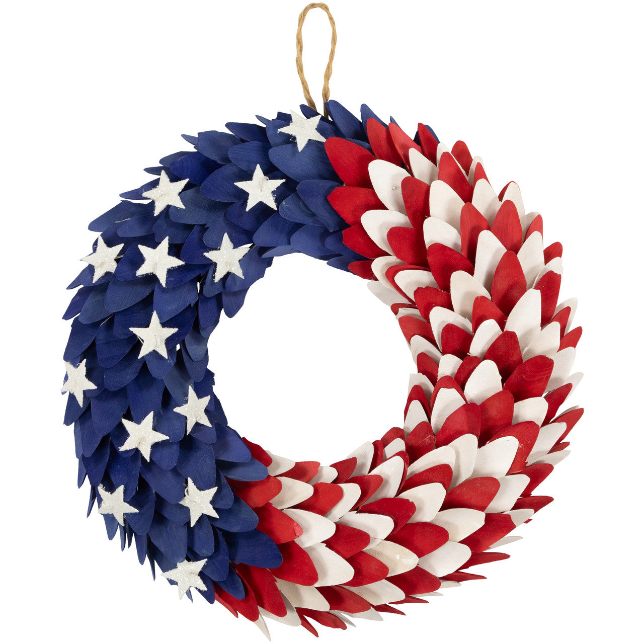15" Wood American Flag Wreath Patriotic Decor