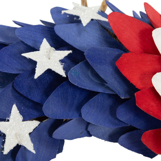 15&quot; Wood American Flag Wreath Patriotic Decor