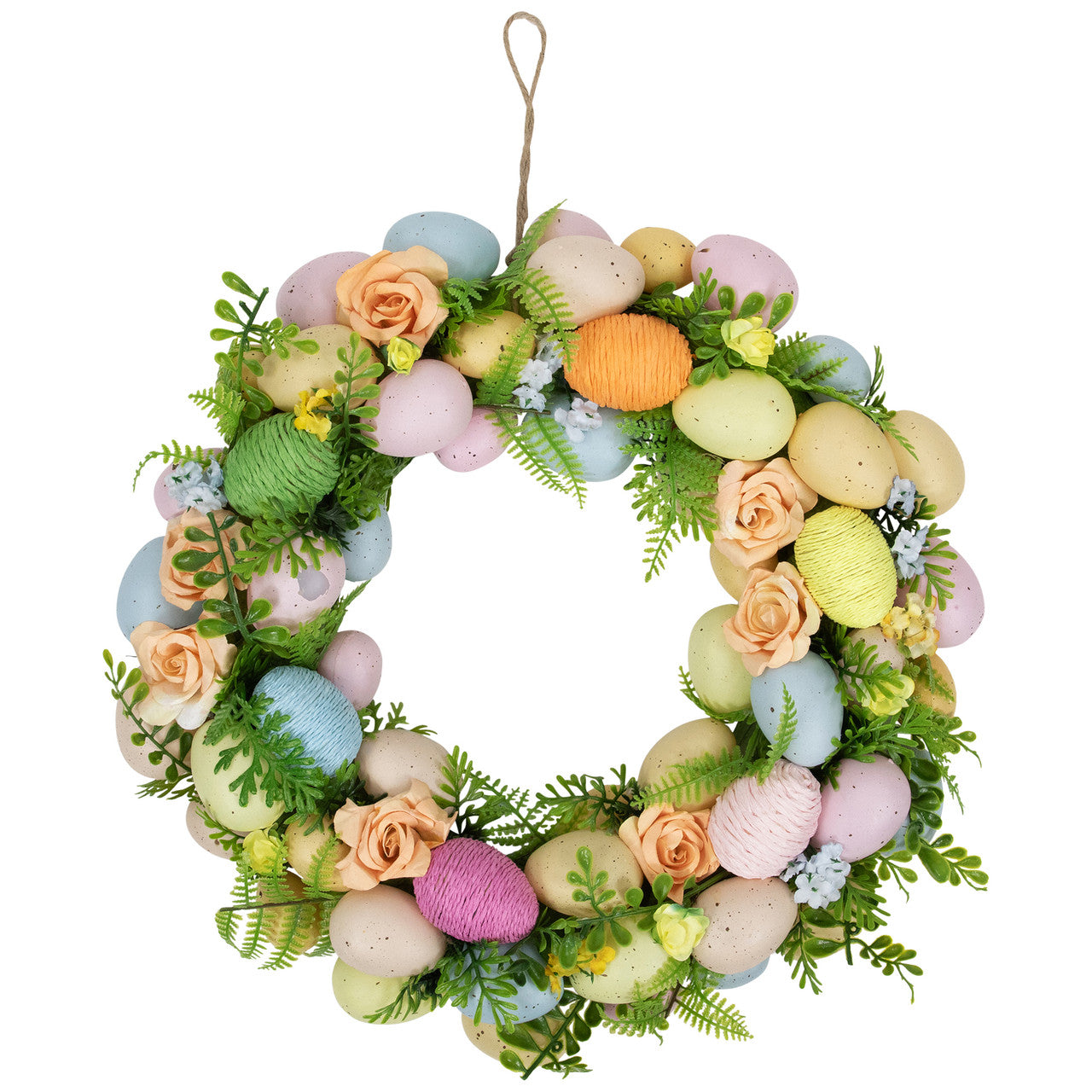 Easter Egg Artificial Floral Spring Wreath 15" for Front Door Decoration