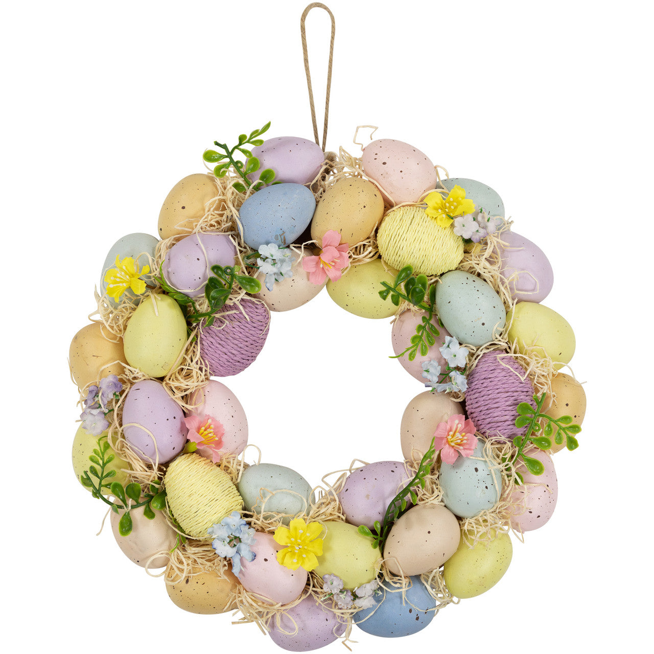 Easter Egg Floral Spring Wreath 12.5 Inch Multicolor