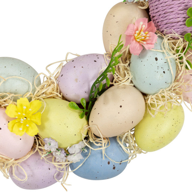 Easter Egg Floral Spring Wreath 12.5 Inch Multicolor