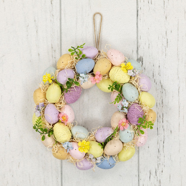 Easter Egg Floral Spring Wreath 12.5 Inch Multicolor