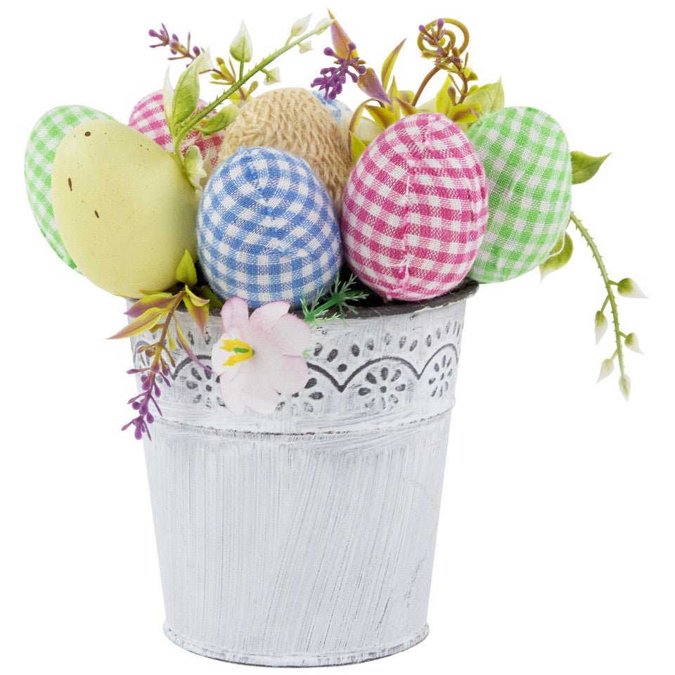 Easter Egg Spring Potted Floral Arrangement 7" Mini Artificial Flower Pot
